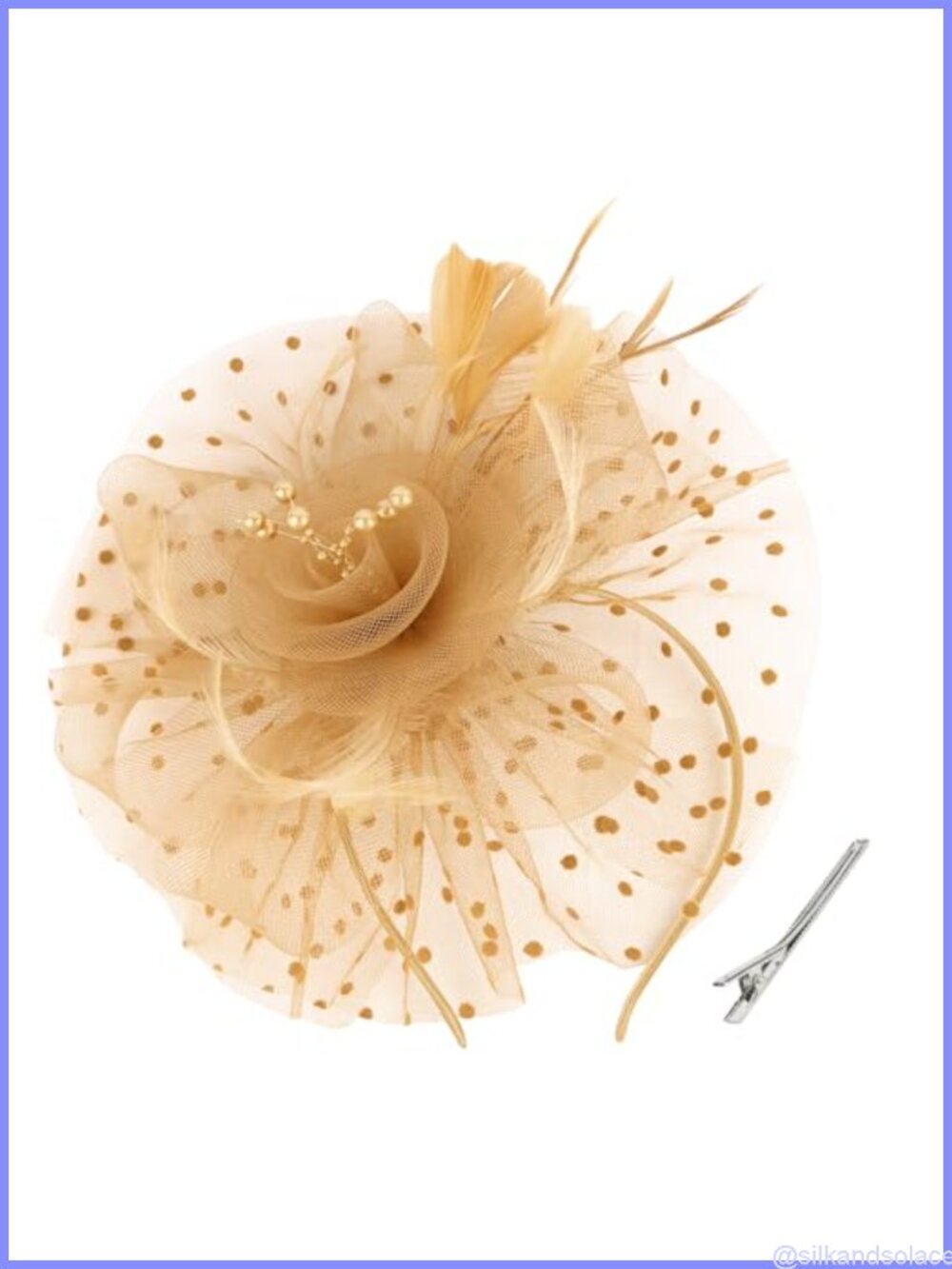 Fascinator Hat Headband Feathers Pearls Organza Derby Tea Party